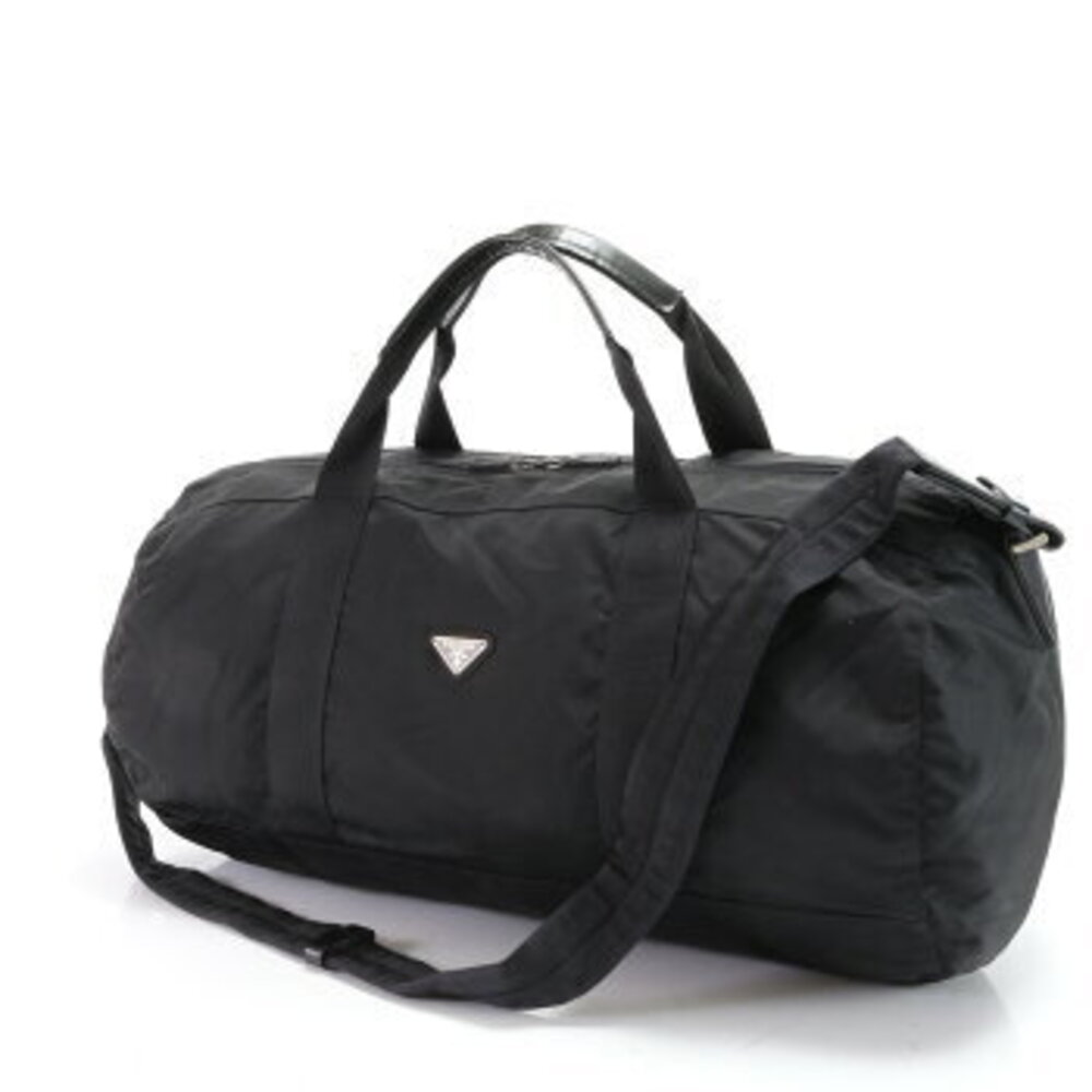 Prada Tessuto travel shoulder tote bag business trips logo leather Boston